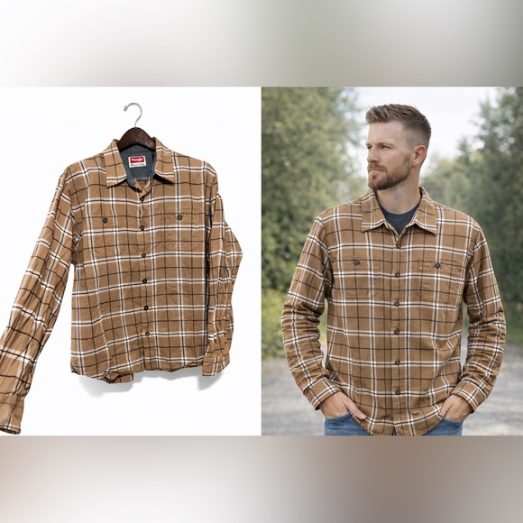 Wrangler Other - Wrangler Brown Plaid Button-Up Shirt | Men’s Western workwear outdoor Flannel XL